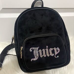 NWT Juicy Couture Black Backpack with Rhinestone Logo